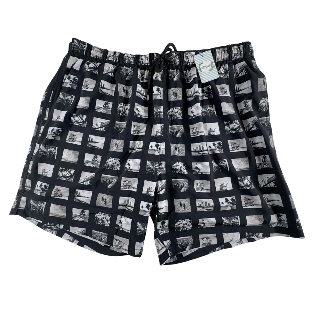 Capelle Miami‎ Shorts Mens 3XL Black Compression Lined Swim Beach Cabana New
